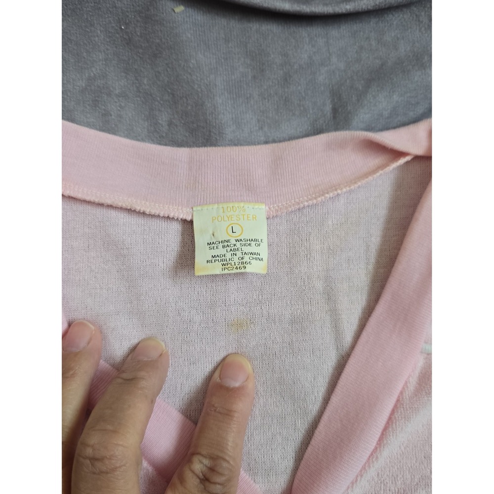 VTG 80s Montgomery Ward Pink Terry Cloth Shorts Set Floral Top L - Picture 7 of 15